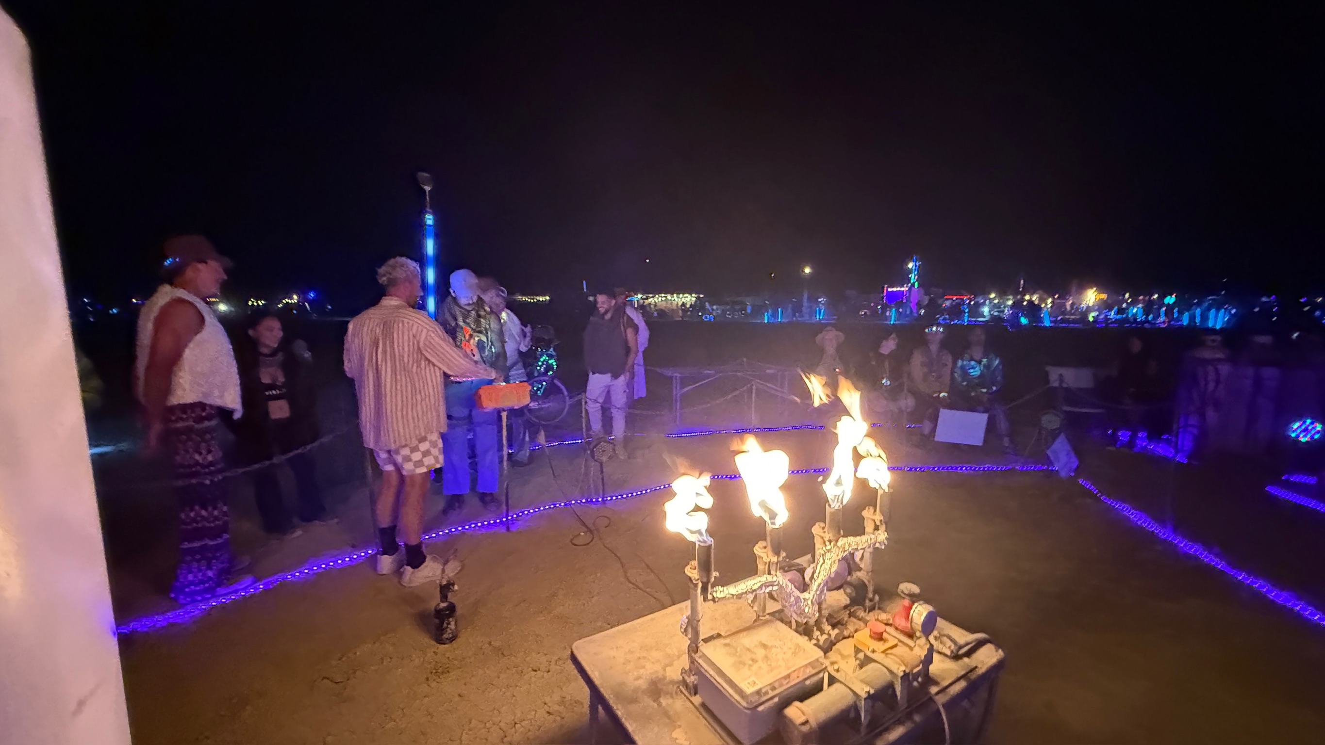 Close-up detail of Mini Nova flame poofer showing the precision and beauty of controlled fire