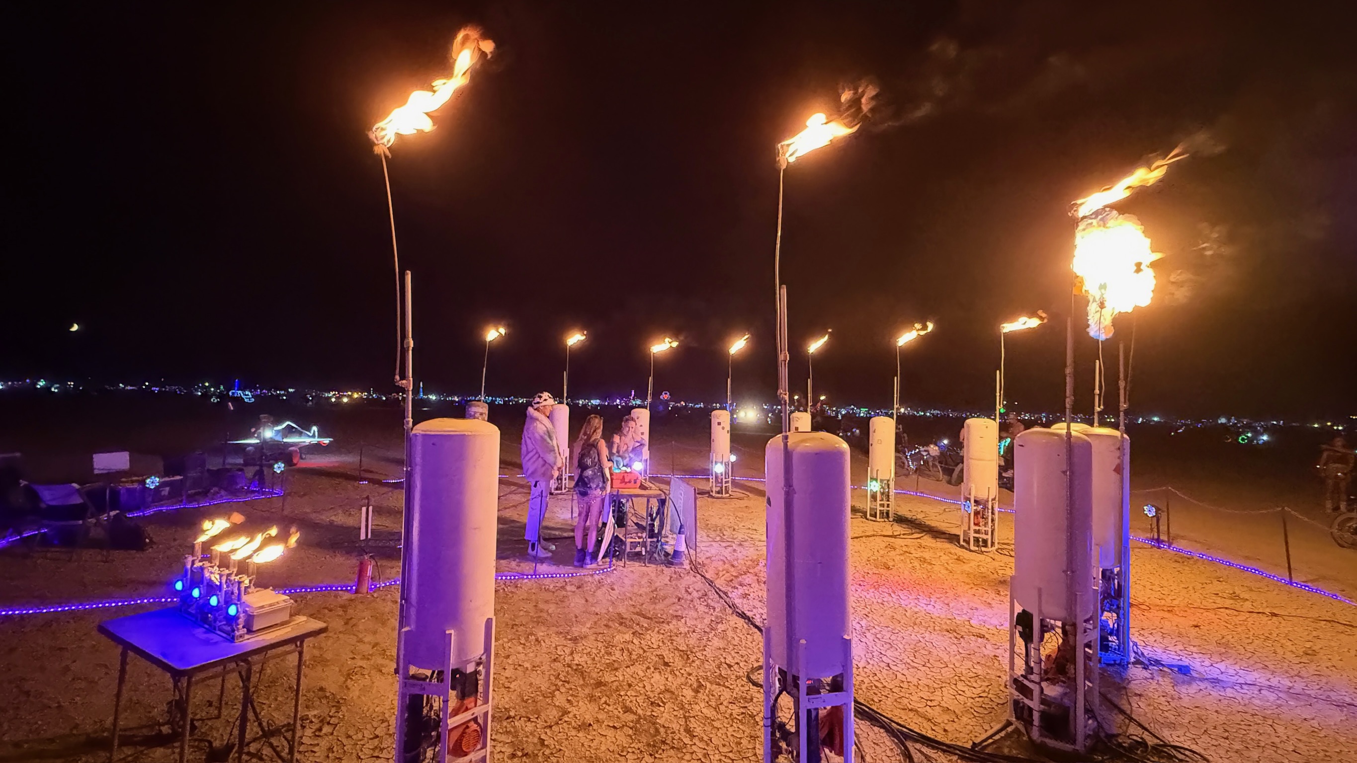 Nova at night with all 12 flame stars ignited