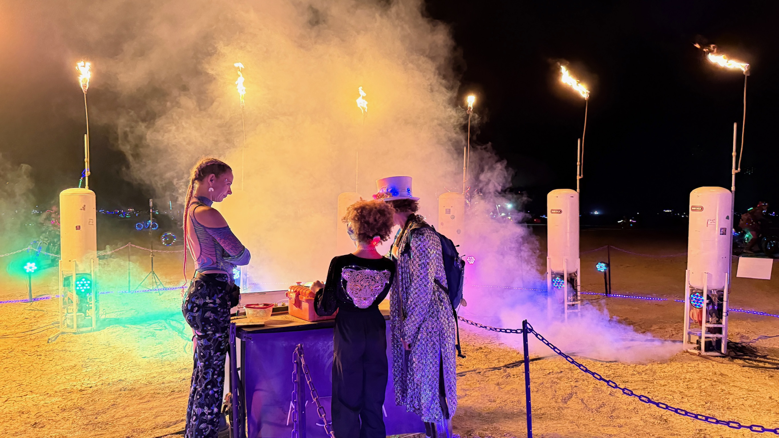 Crowd of participants experiencing Nova installation up close